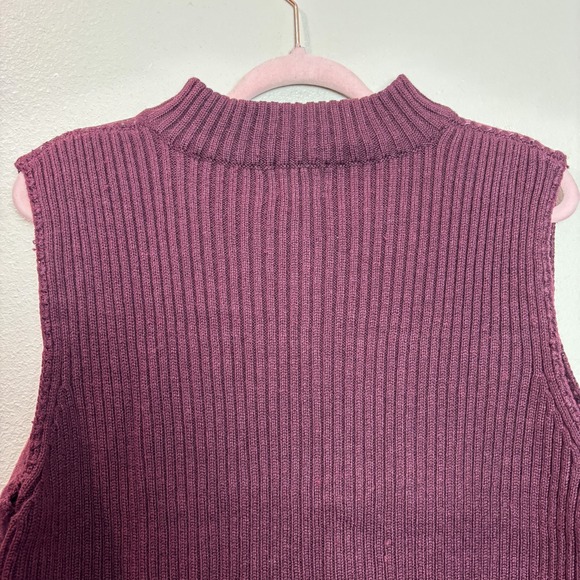 Designers Studio Originals Leather Knit Vest Burgundy Full Zip Size XL Cabin - Picture 7 of 9